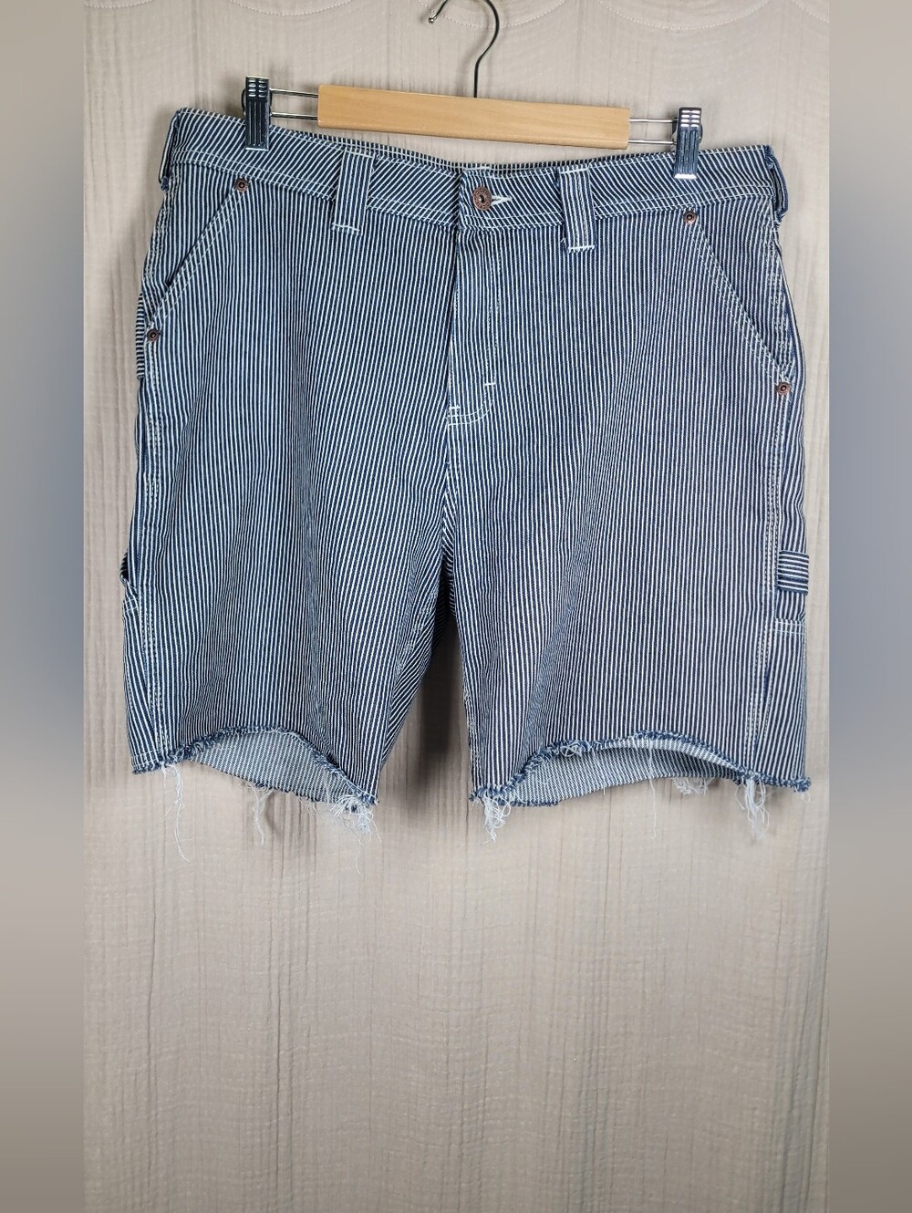Dickies Women's Relaxed Fit Hickory Stripe Carpenter Shorts Railroad